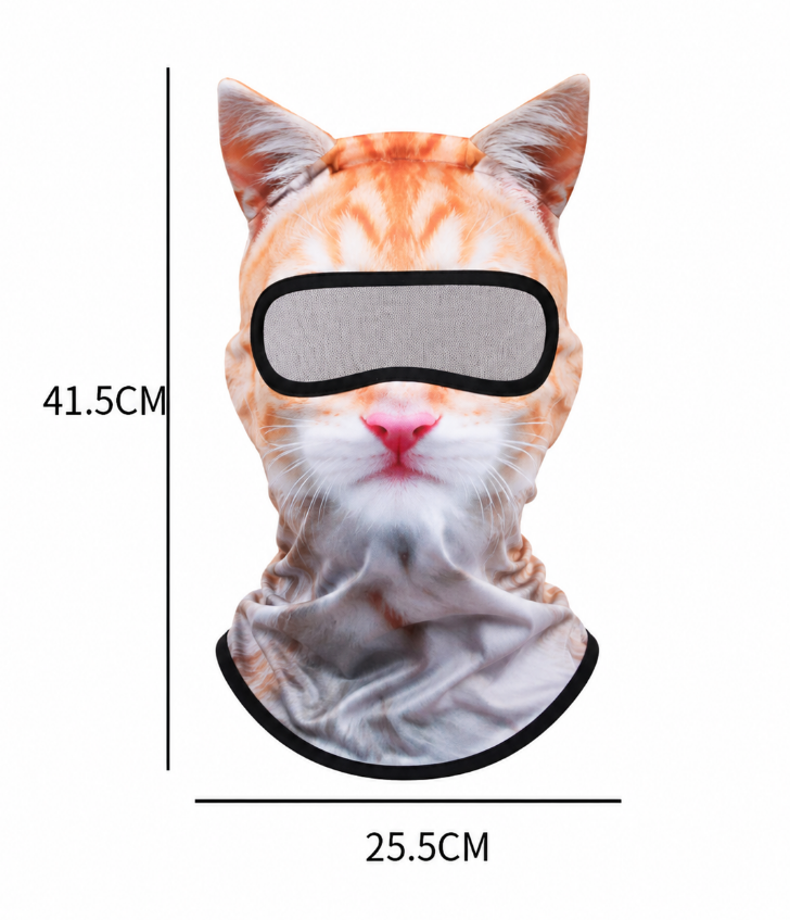 Zabawna Kominiarka z Kotem — Maska Narciarska 3D, Uniwersalny Rozmiar